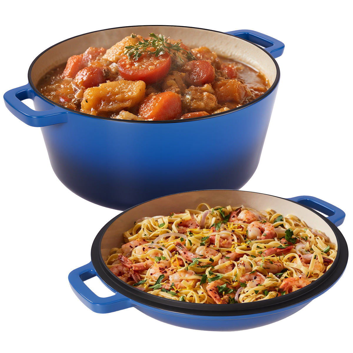 6QT Ceramic Dutch Oven 2QT Aluminum Lid Ceramic Non-Stick Coating Stainless Steel Bottom Dishwasher Safe Oven Safe Roasting Gas