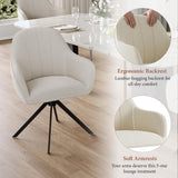 Modern Beige Linen Tufted Portable Reclining Swivel Dining Chair with 360 Rotation Ergonomic Backrest for Home Restaurant Hotel (Set of 2)