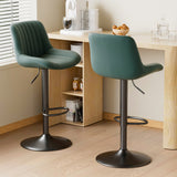 Adjustable Steady Modern Swivel Bar Stools Backs Counter Height Synthetic Leather Outdoor Mall Dining Living Room Use Iron Frame (Set of 2)