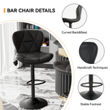 Modern Outdoor Adjustable Swivel PU Faux Leather Upholstered Iron Frame Counter Height High Backrest Home Bar Kitchen Island (Set of 2)
