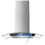Island Range Hood 36 Inch 700 CFM, Ceiling Mount Kitchen Exhaust Hood with Gesture Sensing Tempered Glass, RHA290BT2
