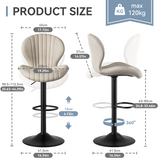 Modern Steady Height Adjustable Bar Stool Ergonomic Design Swivel Kitchen Counter Chair Soft Fabric Rebound Sponge Stainless (Set of 3)