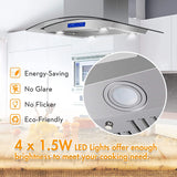 Island Range Hood 30 Inch 700 CFM Ceiling Mount Kitchen Vent Hood Tempered Glass with Color Gesture Sensing & Touch Control