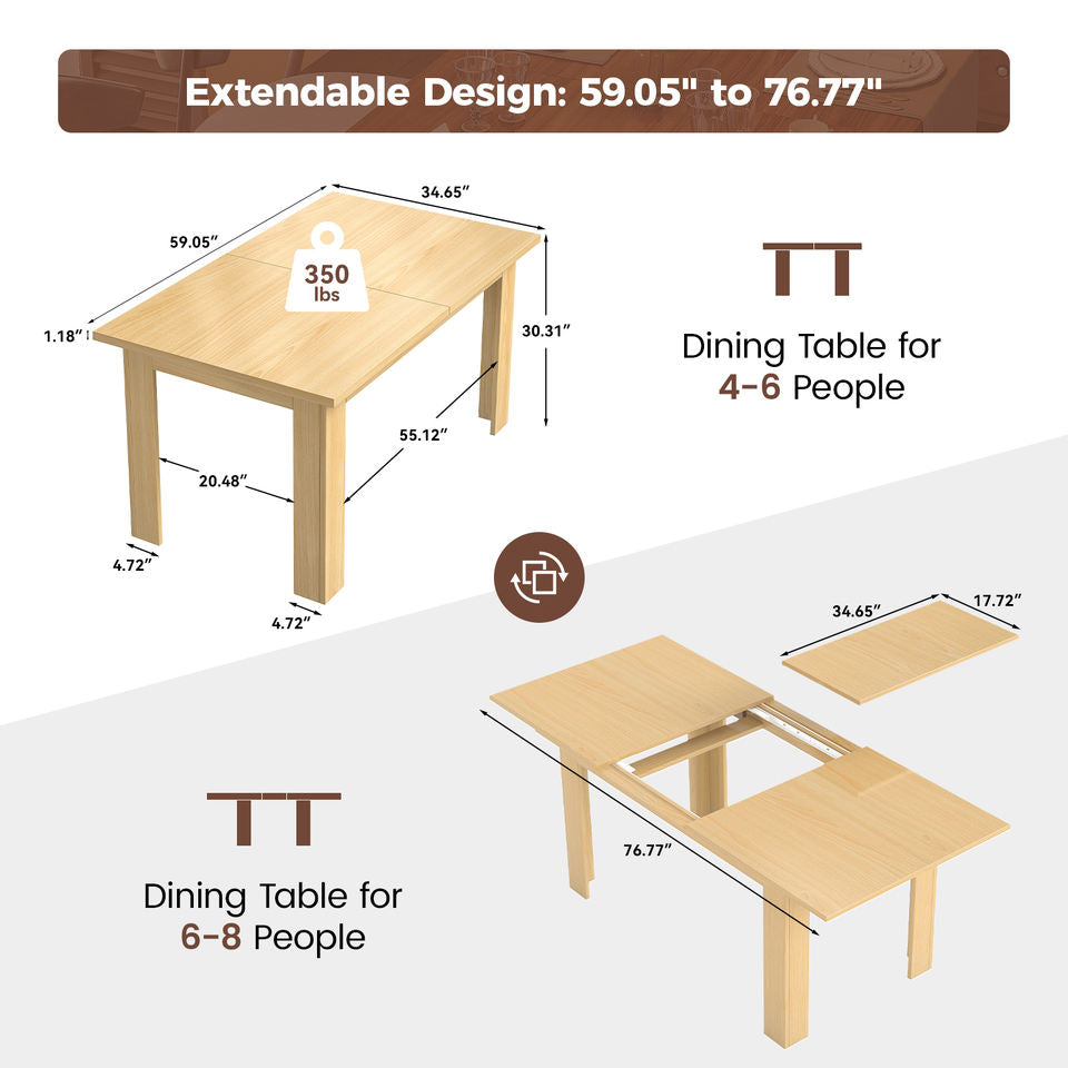 Extendable Solid Wood Rectangular Dining Table 10 People Large Modern Farmhouse Hotel Grooved Wood-Strip Home Furniture Workshop