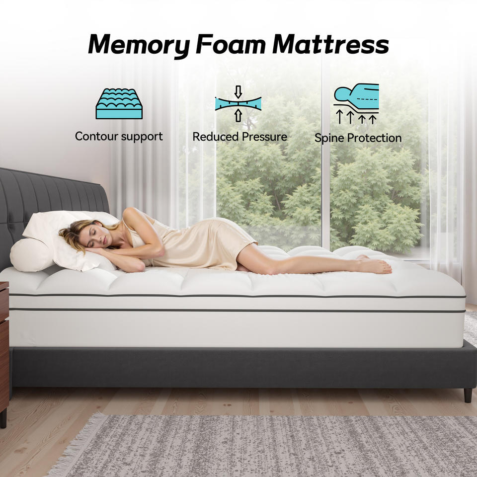 Modern Cooling Gel Infused Memory Foam Mattress Durable Breathable Fabric Soft Firmness Ergonomic Support Home Hospital Bedroom