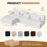 Velvet Teddy Fabric Modular Sofa Ottoman Ergonomic Curved Design No Assembly Required Oversized L-Shape Sofa Bed Upholstered
