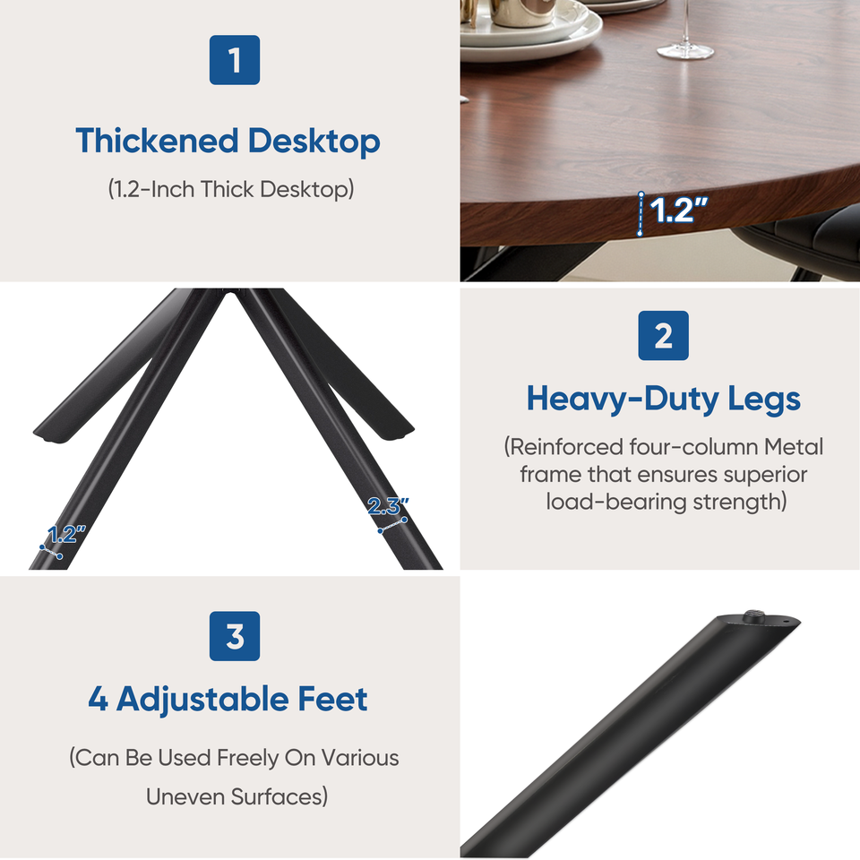 Modern Extendable Dining Table Set Hidden Storage Upholstered Chairs Solid Wood Assembled 4-Seater Waterproof Dining Room