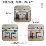 Modern Home Bar Stools with Fabric Cushion Set of 2 Ergonomic Backrest Metal Legs for Hotels Dining and Kitchen Use