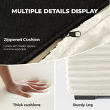 Modern Sectional Sofa Bed Set L-Shape Chaise Foldable Non-Inflatable Sponge Extra Large Reversible Corduroy Cover Metal Frame