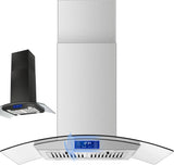 Island Range Hood 36 Inch 700 CFM Ceiling Mount Kitchen Stove Hood Ducted with Tempered Glass 4 LED Lights Gesture/Touch Control