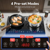 Portable Induction Cooktop 2 Burner-1800W Ultra Thin Design, Sensor Touch Control, Child Safety Lock & Timer | Electric Cooktop