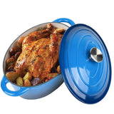 Multifunctional Enameled Cast Iron Dutch Oven 4.5 QT Stainless Steel Bottom Ceramic Exterior Self-Basting Moisture Retention Gas