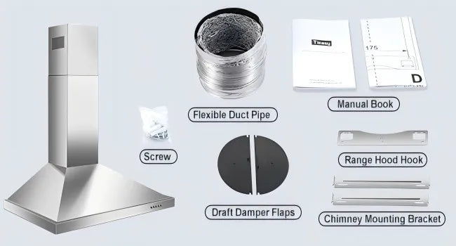 Wall Mount Range Hood 30 Inch Stainless Steel Chimney-Style Over Stove Vent Hood with LED Light, 3 Speed Exhaust Fan, 450 CFM