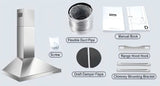 Wall Mount Range Hood 30 Inch Stainless Steel Chimney-Style Over Stove Vent Hood with LED Light, 3 Speed Exhaust Fan, 450 CFM