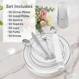 700 PCS Durable Disposable PET Eco-Friendly Party Dinnerware Set Tableware Kit Plates Cups Cutlery Napkins BPA Free Microwave