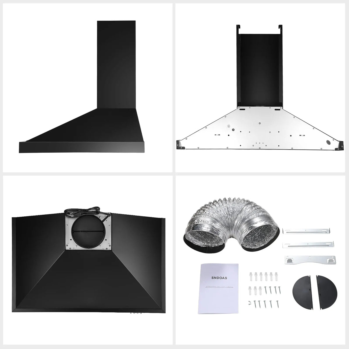 Black Range Hood 36 Inches,Stainless Steel Wall Mount Range Hood Black,Kitchen Hood Vent,Hood Vents for Kitchen