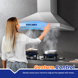 Wall Mount Range Hood 30 inch, 700 CFM Kitchen Hood Stainless Steel Stove Vent Hood with Gesture Sensing & Touch Control