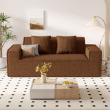 Modern Square Chenille Extendable Convertible Sofa Bed Set 2-3 Seater Non-Assembly Removable Pillows High Capacity Sponge Living