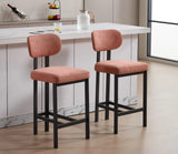 Modern Home Bar Stools with Fabric Cushion Set of 2 Ergonomic Backrest Metal Legs for Hotels Dining and Kitchen Use