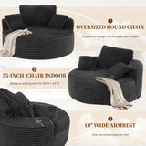 Large Modern Round Cloud Sofa Chair Plush Velvet Fabric Multi-Functional Leisure Chair for Living Room Dining Relaxation Reading