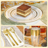 350PCS Disposable PET Dinnerware Set Eco-Friendly BPA Free Complete Tableware Kit Plates Cups Cutlery Napkins Wedding Party