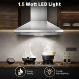 24 Inch Range Hood,Stainless Steel Oven Vent Hood,Wall Mount Kitchen Hood ,Push Button Control,3-speed Fan