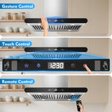 Island Range Hood 30 Inch, 700 CFM Dual-Sided Ceiling Mount Vent Hood, Touch,Gesture & Remote Control, 3-Speed Fan,4 LED Lights