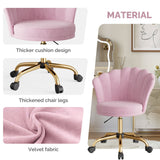 Modern Velvet Swivel Vanity Chair with Petal Back Ergonomic Design Height Adjustable for Bedroom Home Hotel Dressing Room