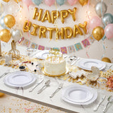 350PCS Disposable PET Dinnerware Set Tableware Kit Plates Cups Cutlery Napkins Gold Rim Freezer Safe BPA-Free Eco-Friendly
