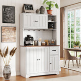 Solid Wood Modern Kitchen Pantry Cabinet Tall Storage Drawers Adjustable Shelves Freestanding Hutch Eco-Friendly Water Resistant