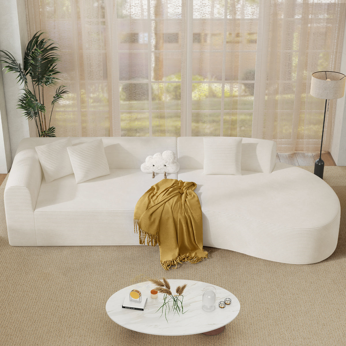 Modular Extendable Convertible Sectional Sofa Set Modern Velvet Cover Sofa Bed Foldable Massage Function Deep Seat Sponge