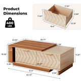 Modern Extendable Coffee Table Hidden Storage Two-Tone Wood Design Adjustable Length Eco-Friendly Handmade Living Room Furniture