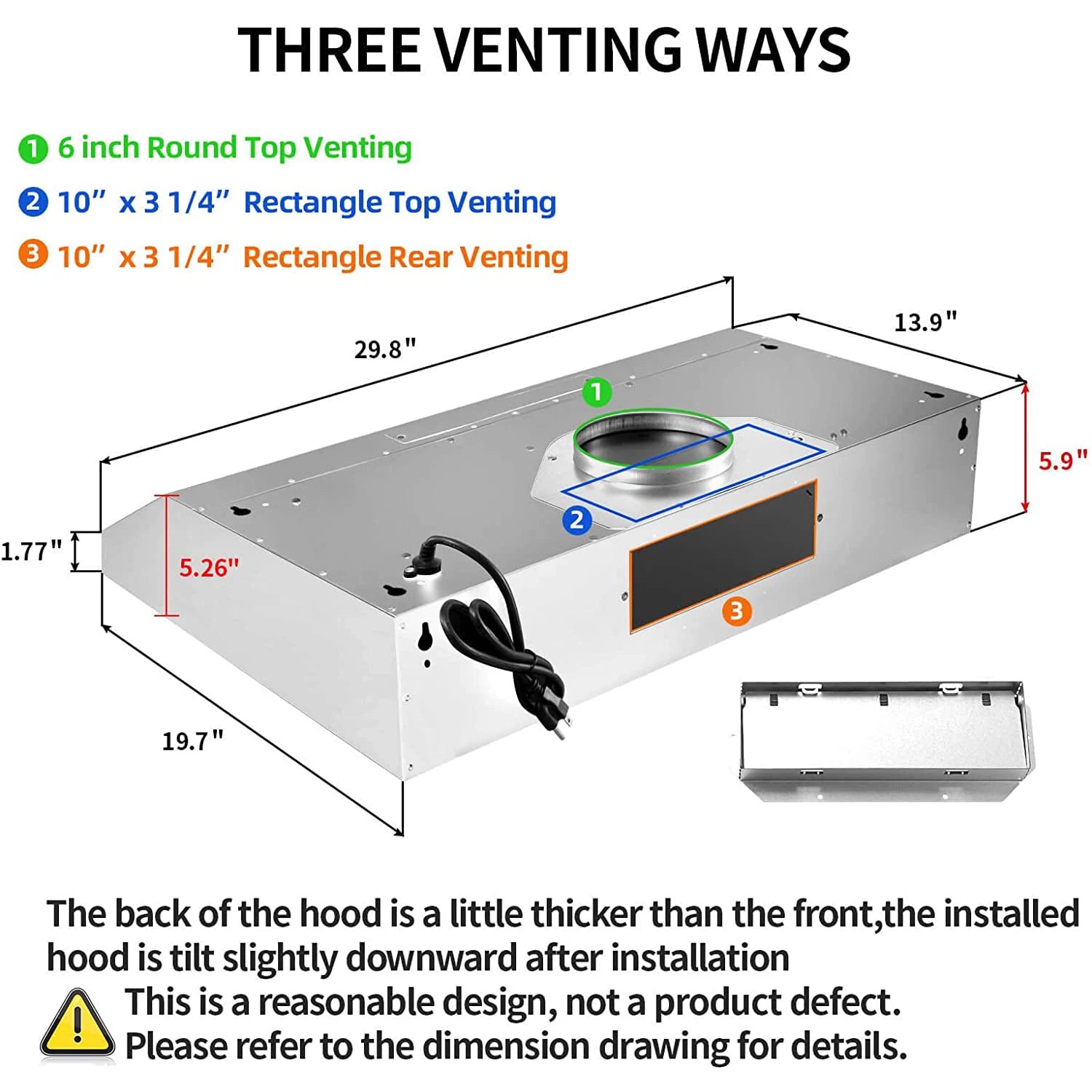 Range Hood 30 Inch Under Cabinet,700 CFM Stainless Steel Ducted/Ductless Range Hood 30 Inch,3 Venting Ways Sto - view 3