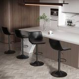 Modern PU Leather Adjustable Swivel Steady Outdoor Dining Bar Chairs Commercial-Grade Counter Height Stools Cafe Hotel Home Use (Set of 2)