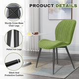 Modern Ribbed Extendable Dining Chair Suede Upholstered Lightweight Sturdy Metal Legs Portable Home Office Home Kitchen (Set of 4)