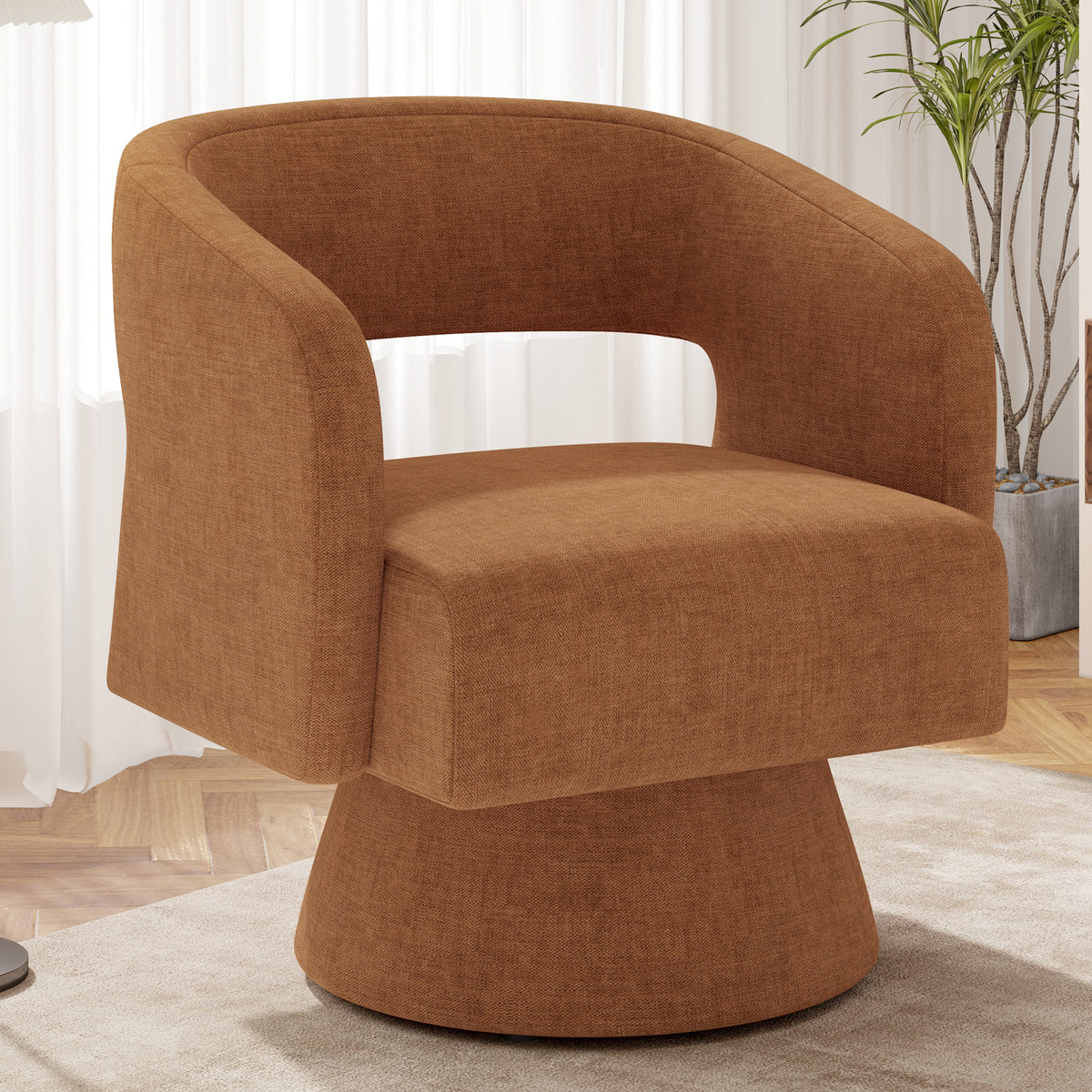 Swivel Barrel Accent Chair Oversized Velvet Upholstered Handmade Modern Luxury 360 Degree Living Room Bedroom Vanity Home Office