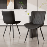 PU Leather Upholstered Soft Comfy Dining Chair-Modern Armless Side Chair Sturdy Metal Legs Commercial Use Eco-Friendly Outdoor (Set of 2)