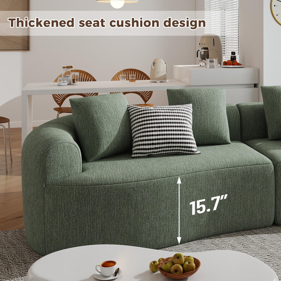 Modern Convertible Extendable Massage Curved Modular Sofa Non-Assembly Soft Chenille Fabric Sponge Deep Seat Wide Armrest 4