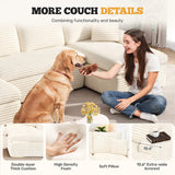 Modular Convertible Eco-Friendly Square Velvet Sectional Sofa Deep Seats Vacuum Packed Oversized Design Includes Pillows for