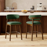 Eco-Friendly Fabric Durable Modern Bar Chair Solid Wood Frame 26.5 Inch Height Backrest for Kitchen Island Outdoor Hotel Use (Set of 3)