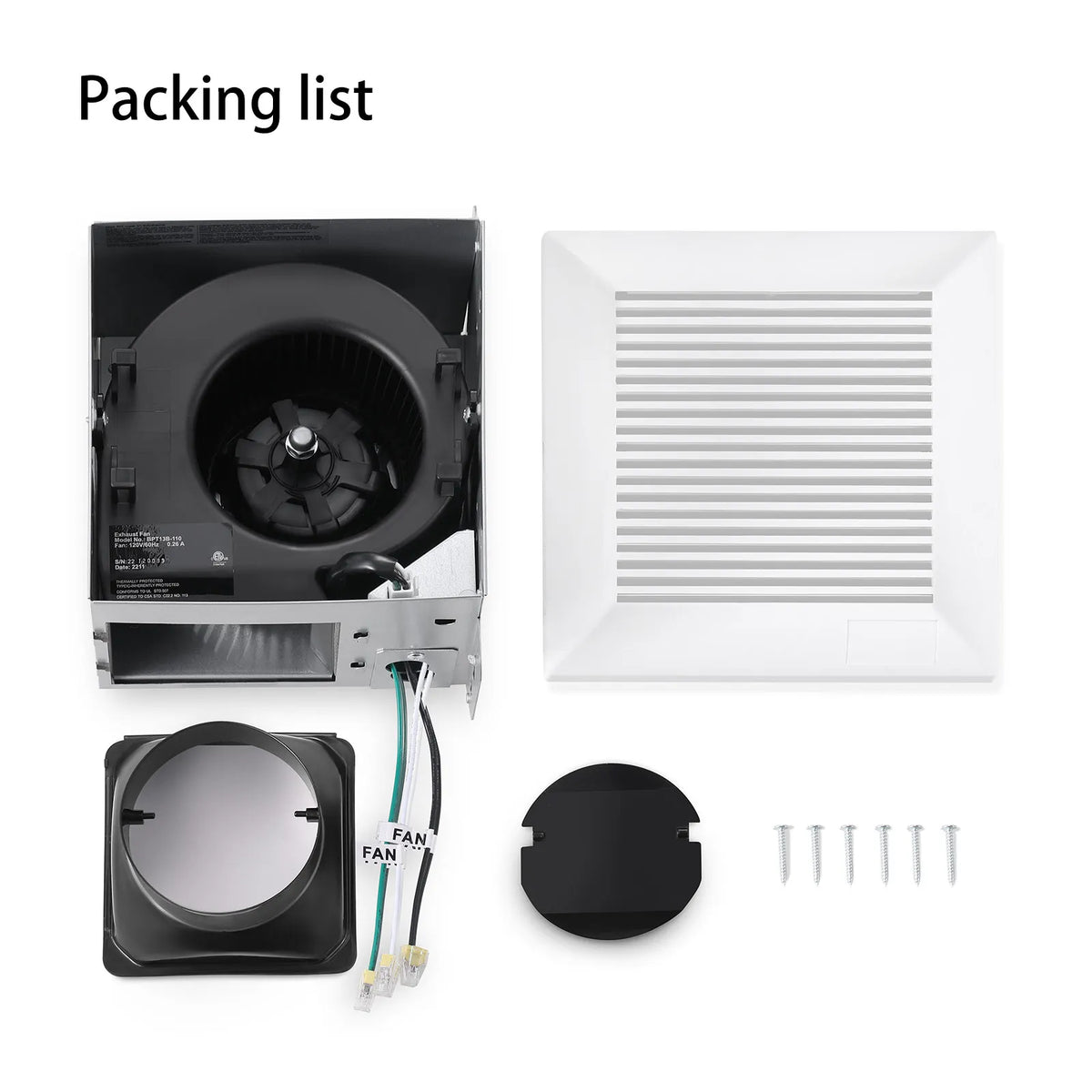 Bathroom Fan 110 CFM Very Quiet with Matel Housing, Ceiling Mount Exhaust Ventilation Fan Large Air-flow Capacity