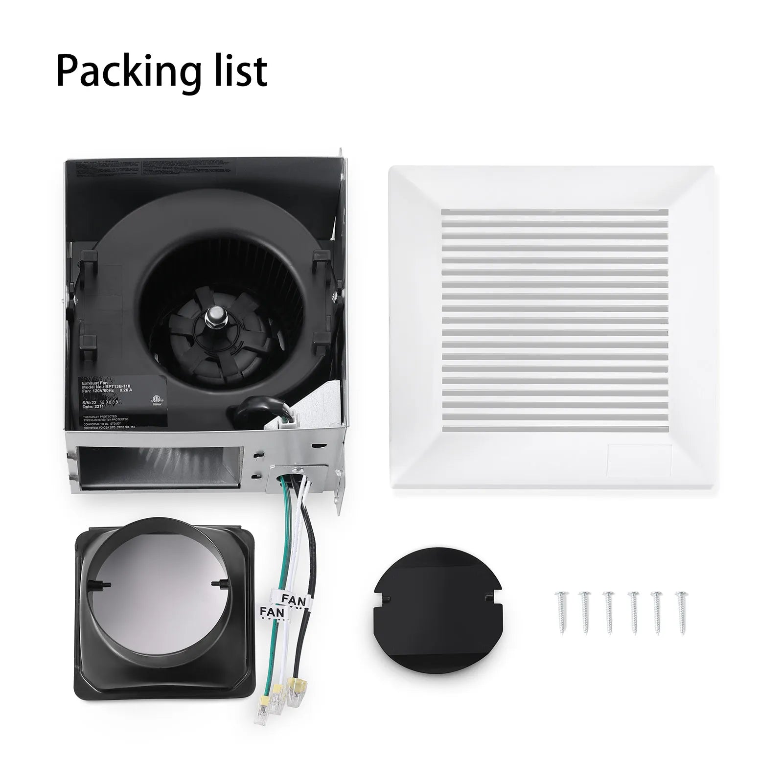 Bathroom Fan 110 CFM Very Quiet with Matel Housing, Ceiling Mount Exhaust Ventilation Fan Large Air-flow Capac - view 4