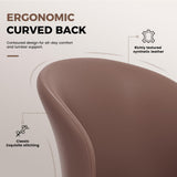Modern Ergonomic Lightweight PU Leather Upholstered Waterproof Stable Dining Chair Curved Backrest for Home Dining Living Rooms (Set of 4)