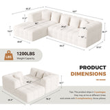 Modern Boneless Chenille L-Shaped Couch Oversized Cloud-Like Sofa Bed with Deep Seats for Living Room Large Space
