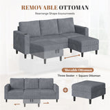 Modern Convertible Extendable Sponge-Filled Massage Loveseat Sofa Bed Set Upholstered Linen Mall Use School No Assembly Required