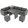 6-Piece Outdoor Wicker Rattan Patio Conversation Set with Adjustable Seat, Storage Box