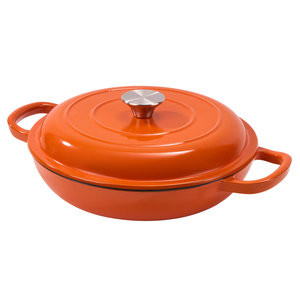 3 Quart Enameled Cast Iron Dutch Oven Ceramic Exterior Non-Stick Stainless Steel Bottom Dishwasher Safe Gas Induction Ready