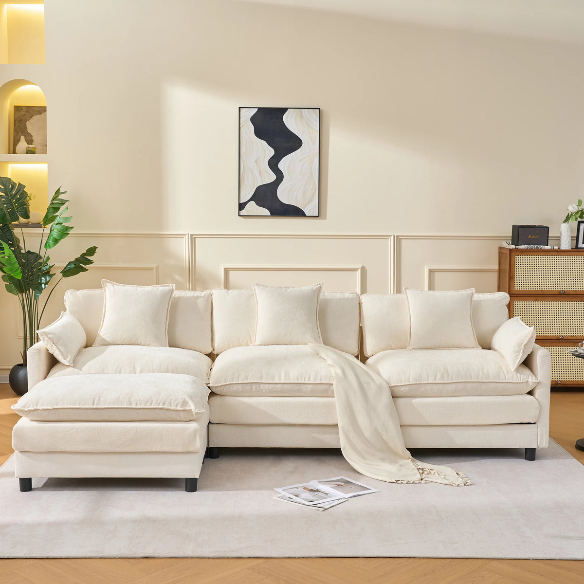 Luxury Modern New Design Living Room Furniture Couch Sectional Compressed Chenille Fabric Modular Sofa Set