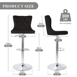 Velvet Swivel Bar Stools Modern High Back Metal Footrest Adjustable Water Resistant for Hotel Dining Living Room Workshop (Set of 2)