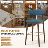 Modern Steady Metal Counter Height Bar Stools with Rubber Wood Legs Ergonomic Backrest for Home Bar Dining Room & Outdoor Use (Set of 2)